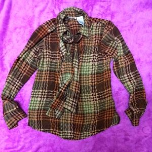 Vintage WHITE STAG houndstooth bow blouse